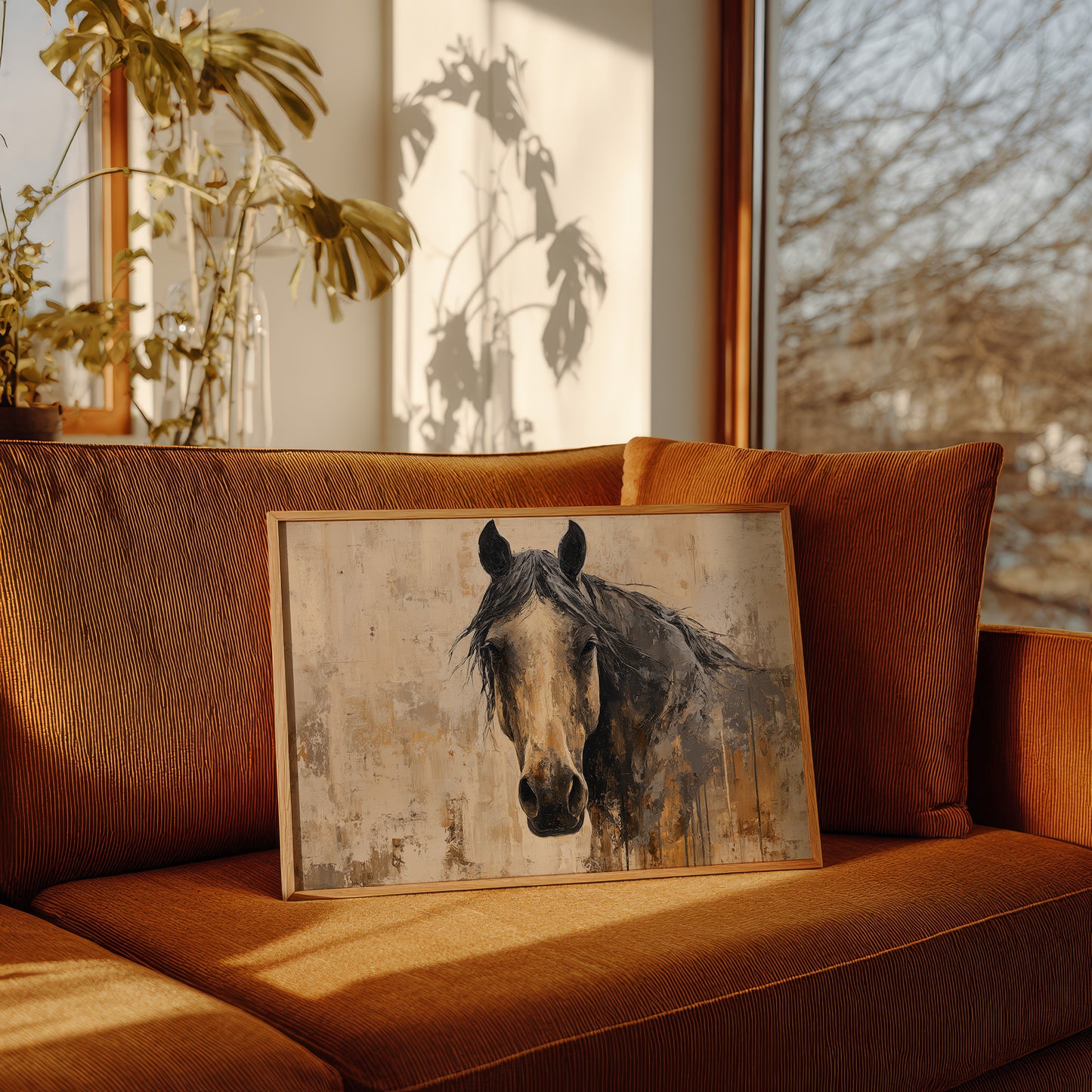 Noble Gaze Through Weathered Canvas