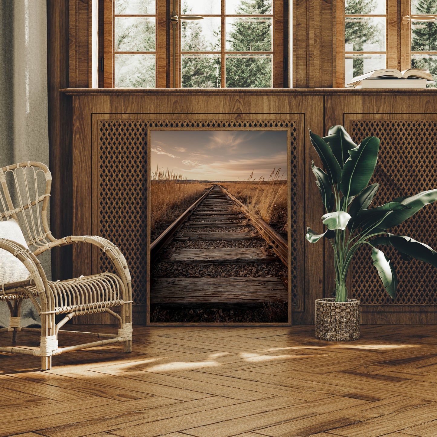 Prairie Tracks Under Golden Sky