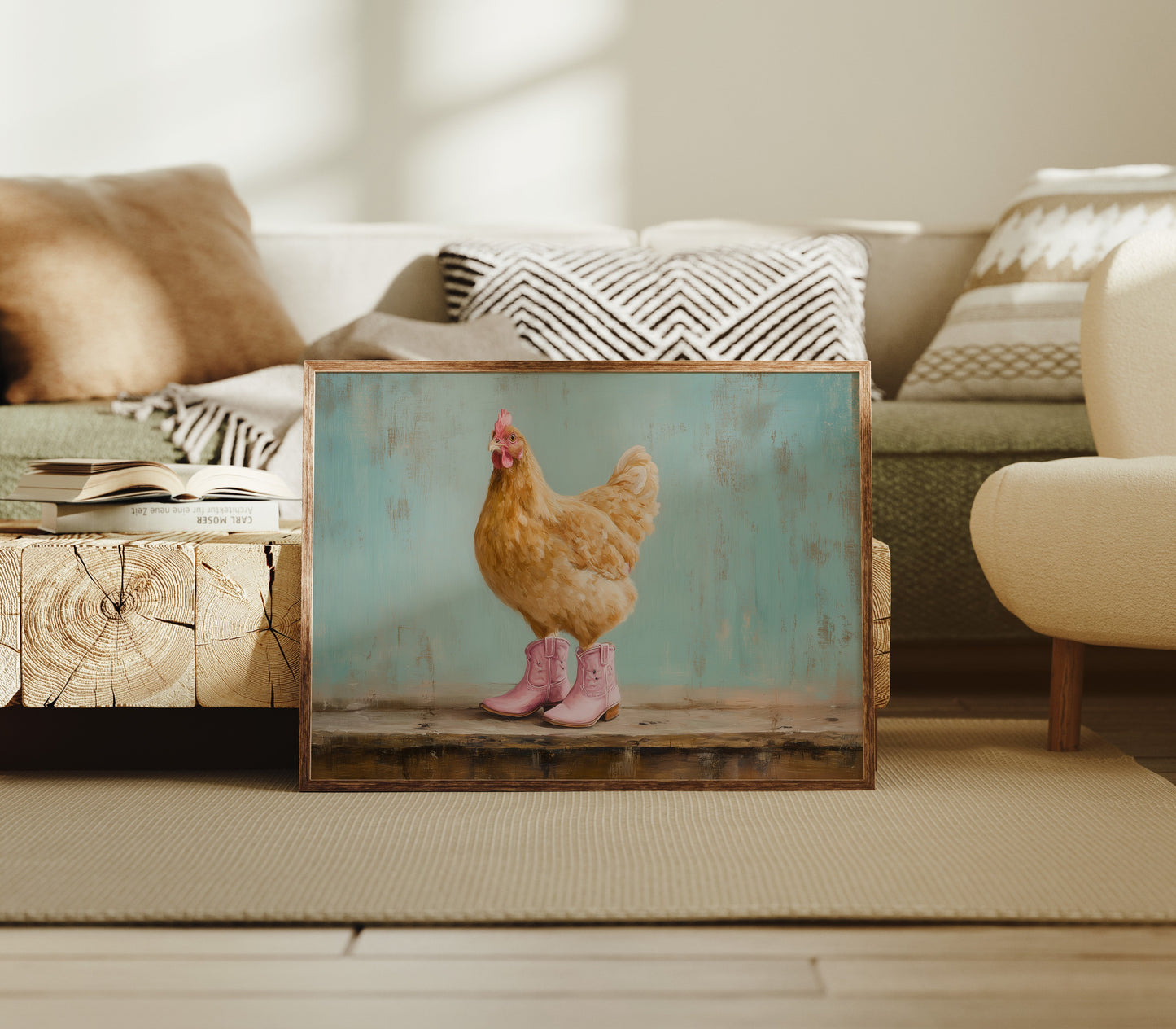 Hen Struts In Pink Boots