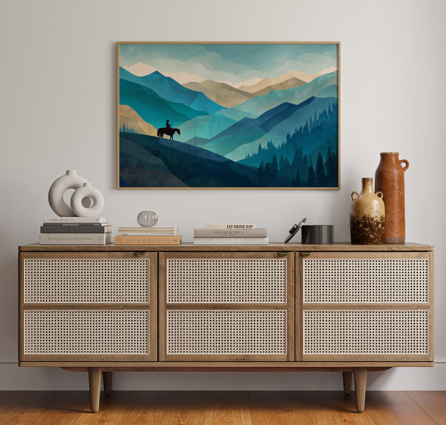 Teal Reverie Across Mountain Waves