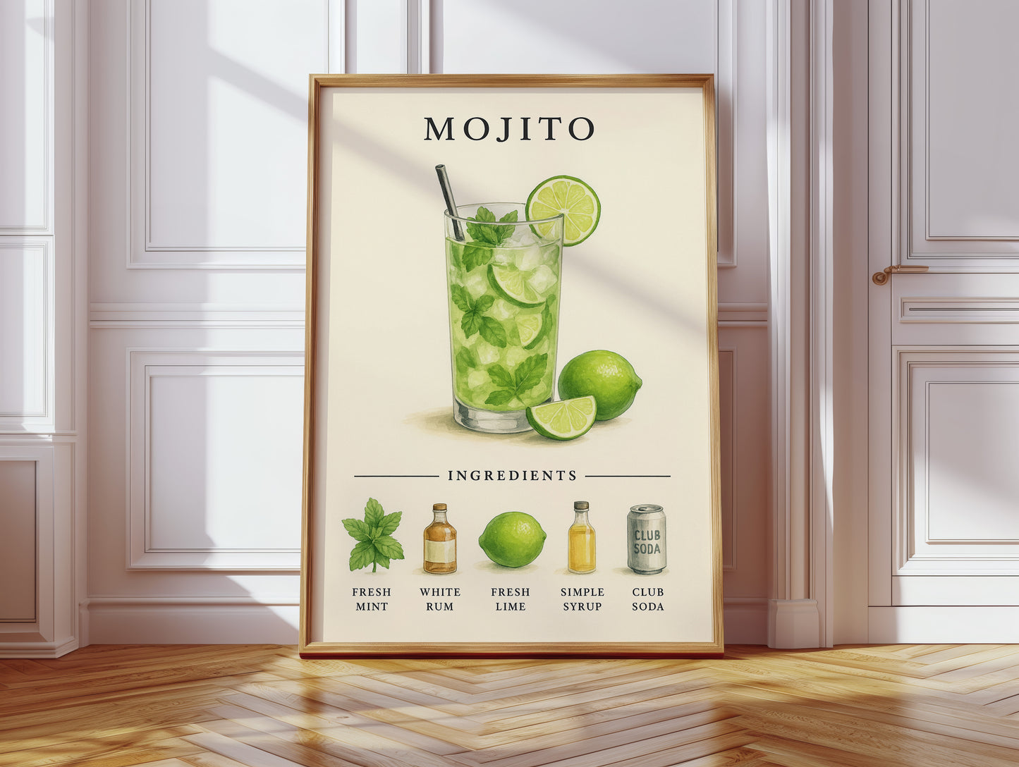 Mojito Cocktail Recipe Art Print