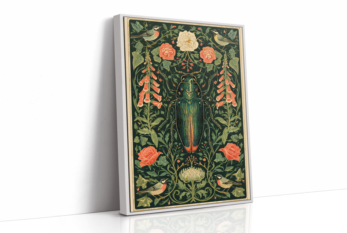 Emerald Beetle and Chrysanthemum