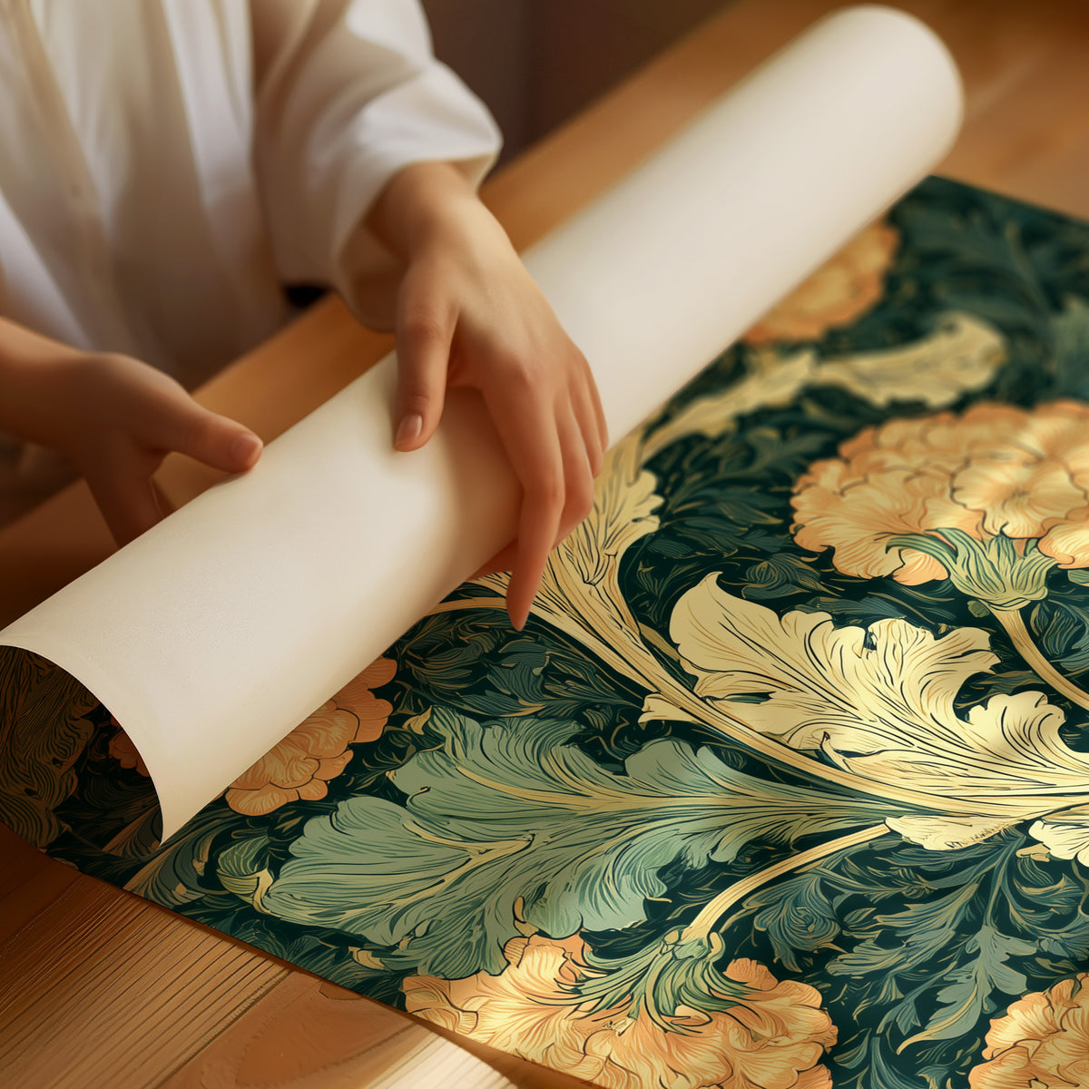 William Morris Style: Golden Carnations