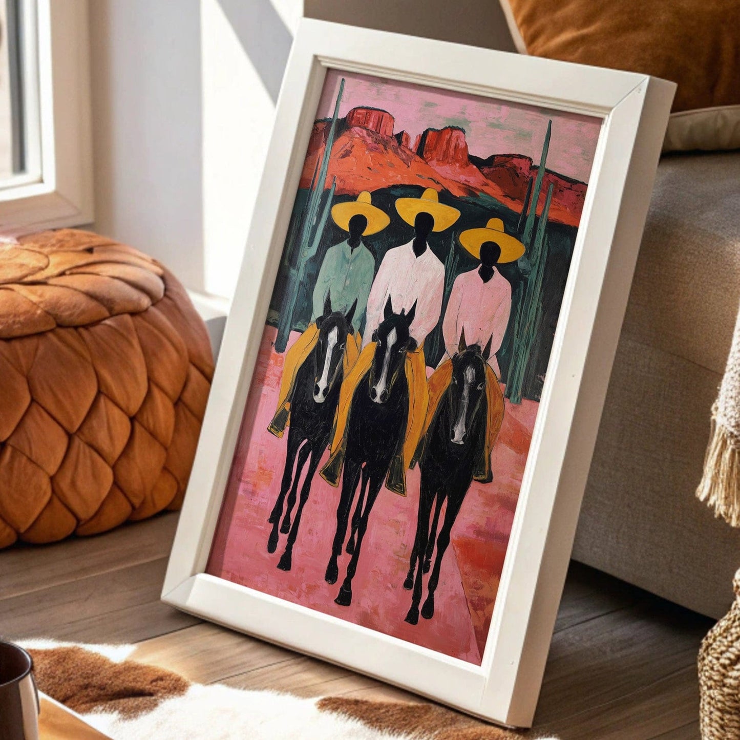 Desert Riders Beneath Crimson Cliffs