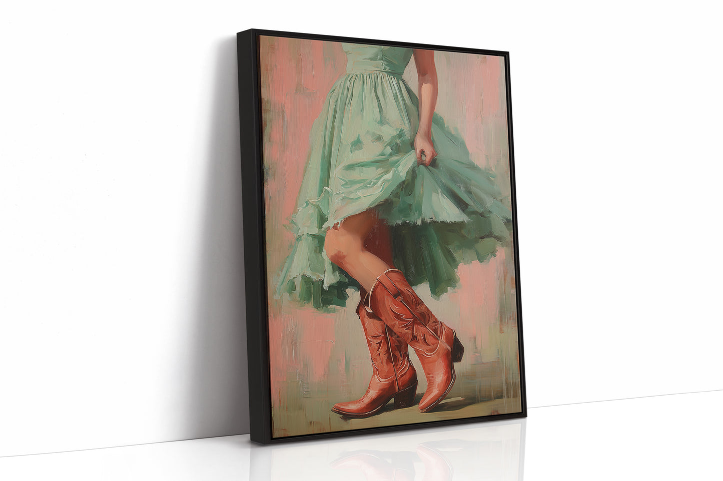 Red Boots Lifting the Hem