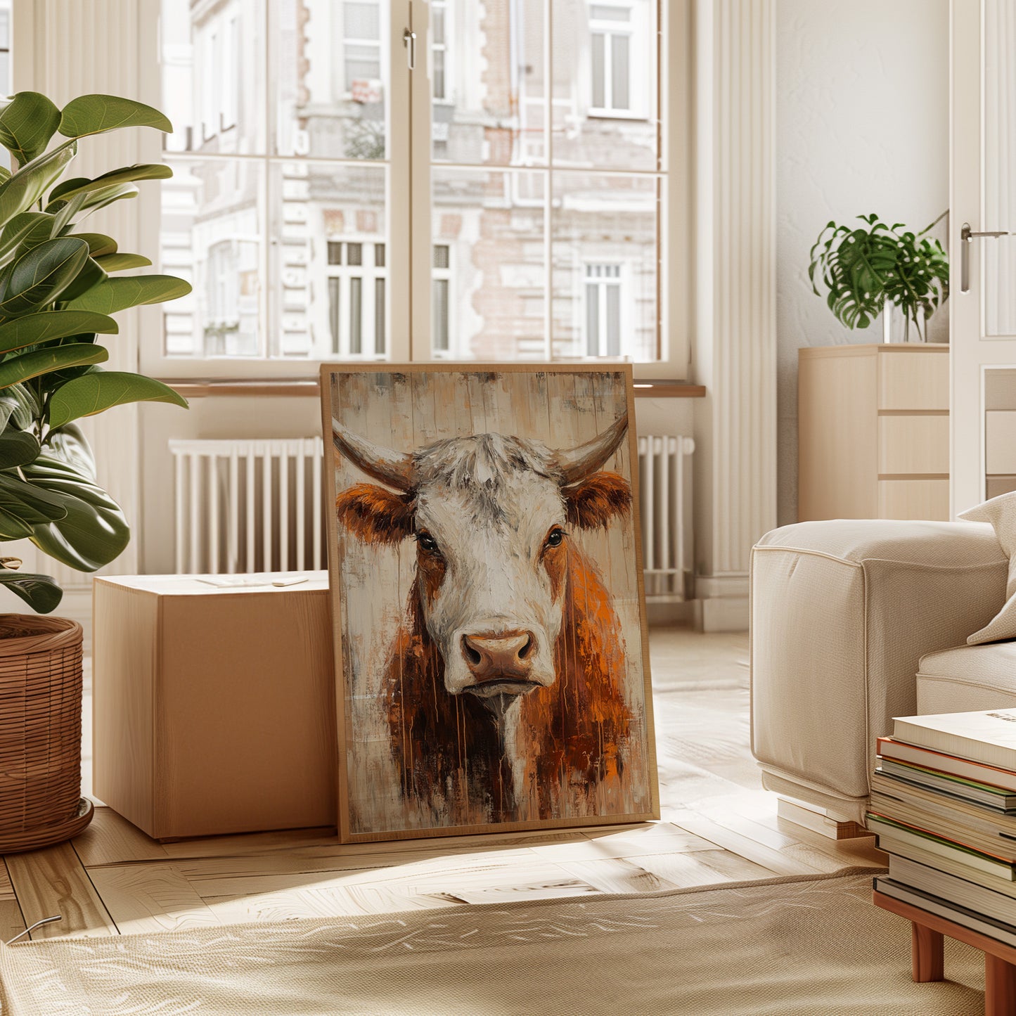 Sunset Longhorn on Weathered Wood