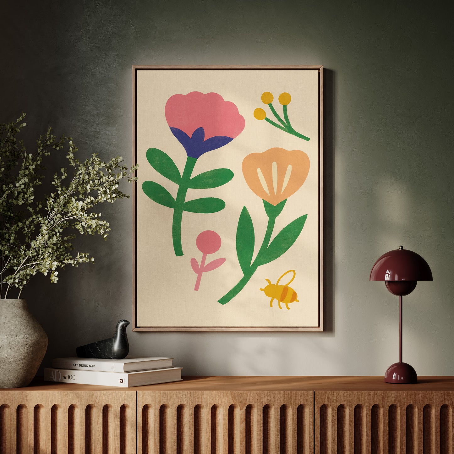 Bumblebee and Blossoms on Cream