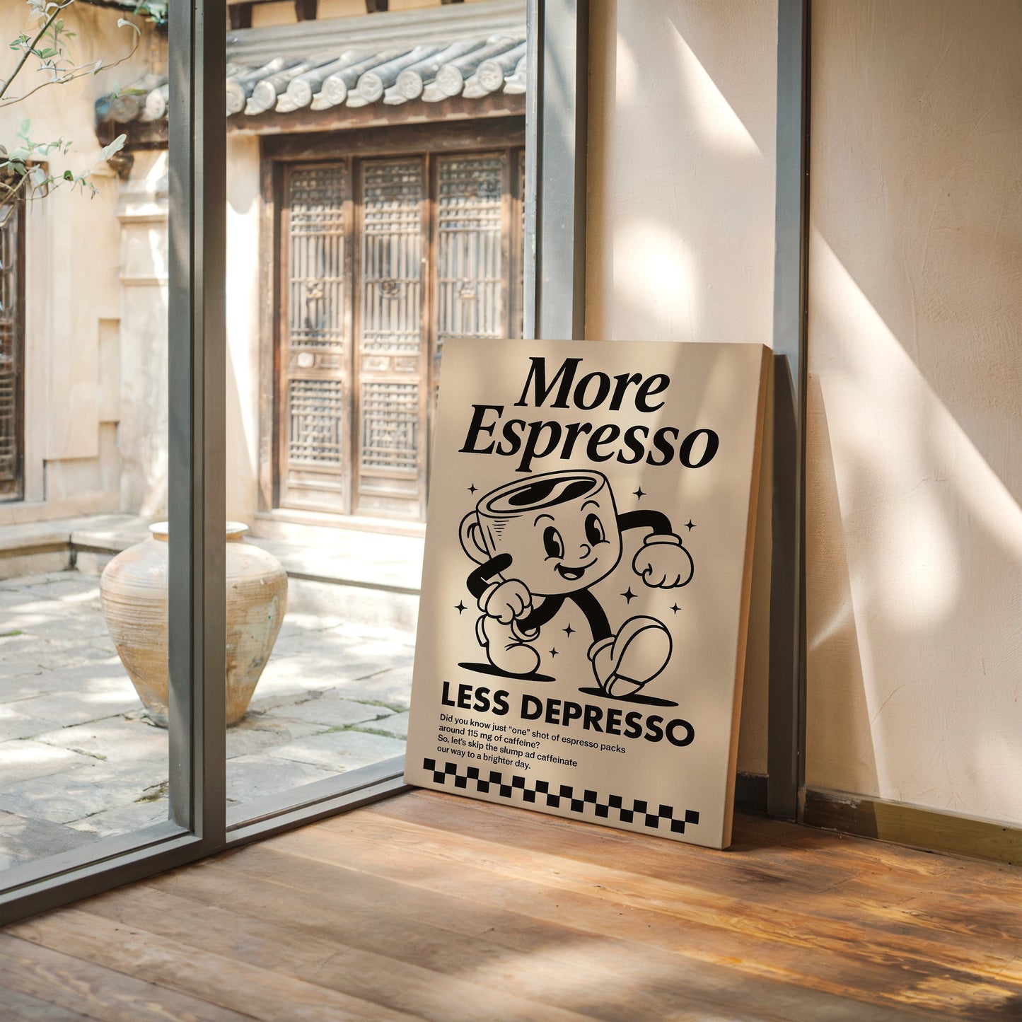 More Espresso, Less Depresso – Vintage Coffee Poster Print