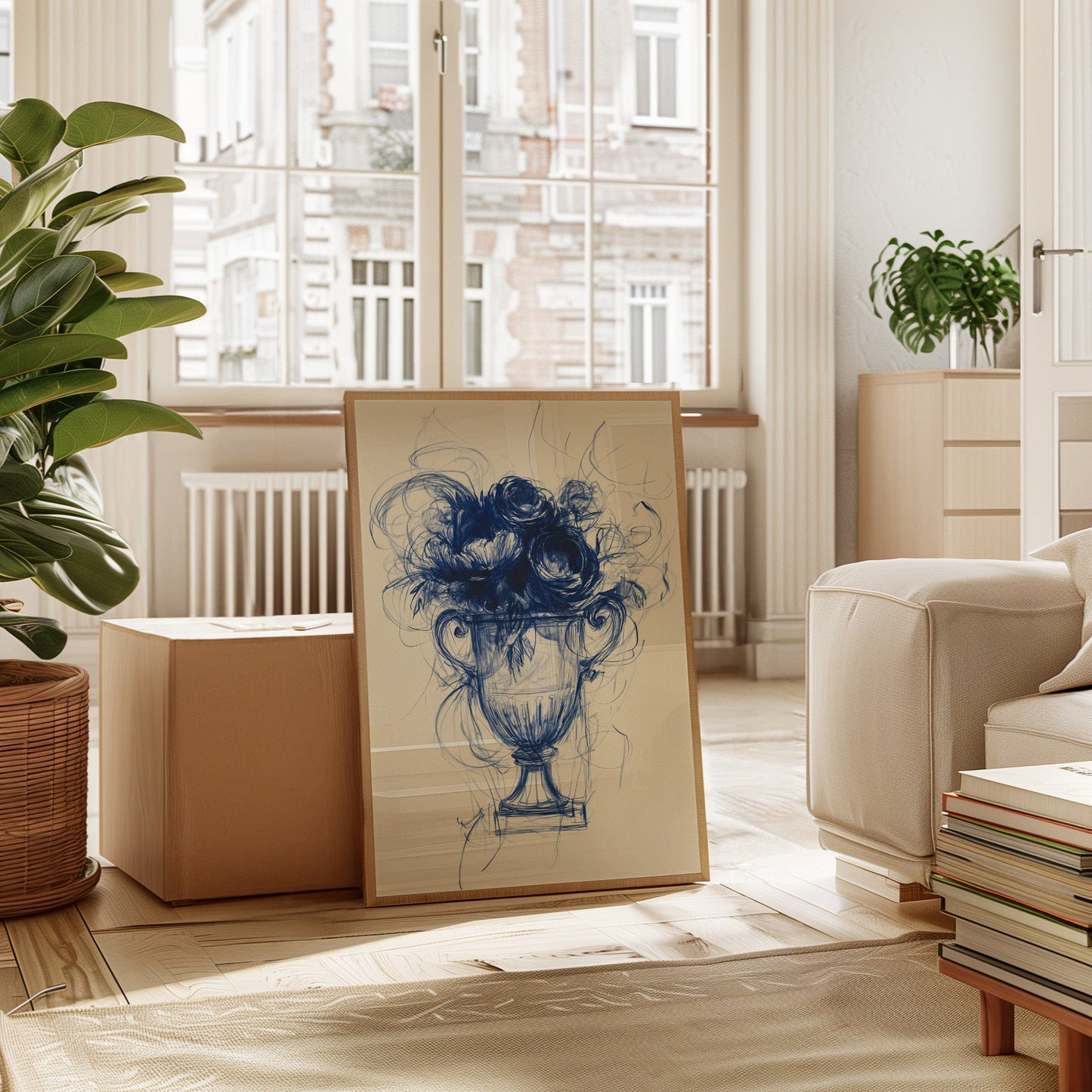 Indigo Roses Dance In Crystal Urn