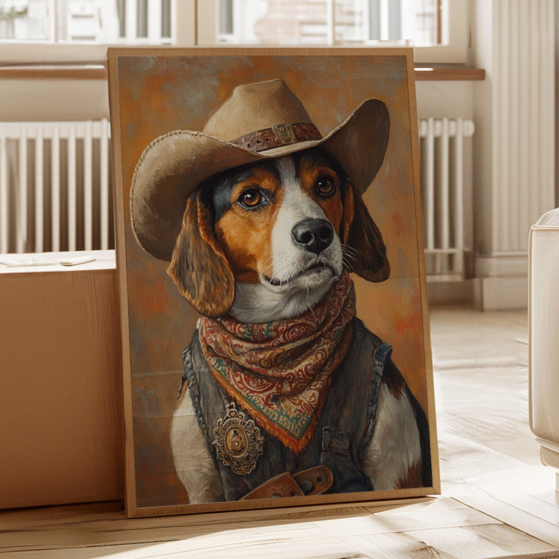 Deputy Beagle in Bandana and Hat