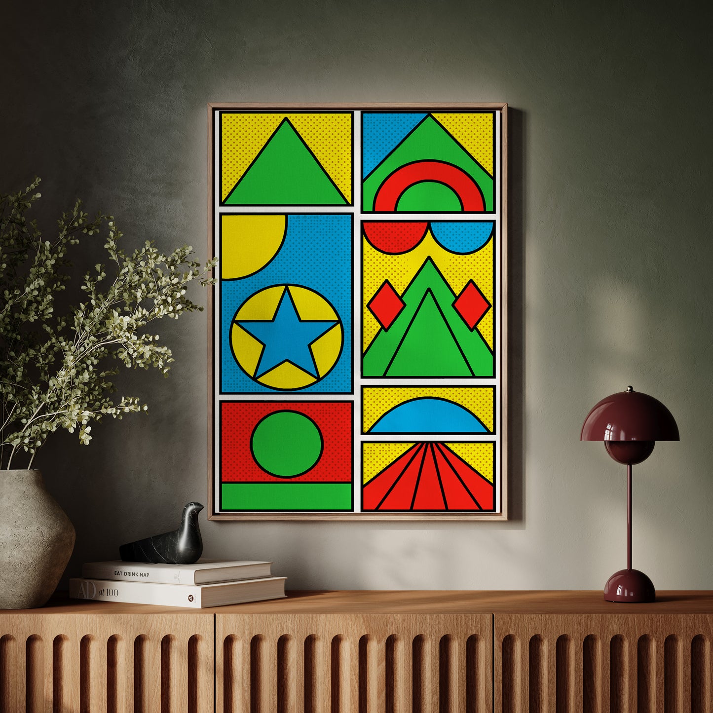 Pop Geometry in Primary Color Panels