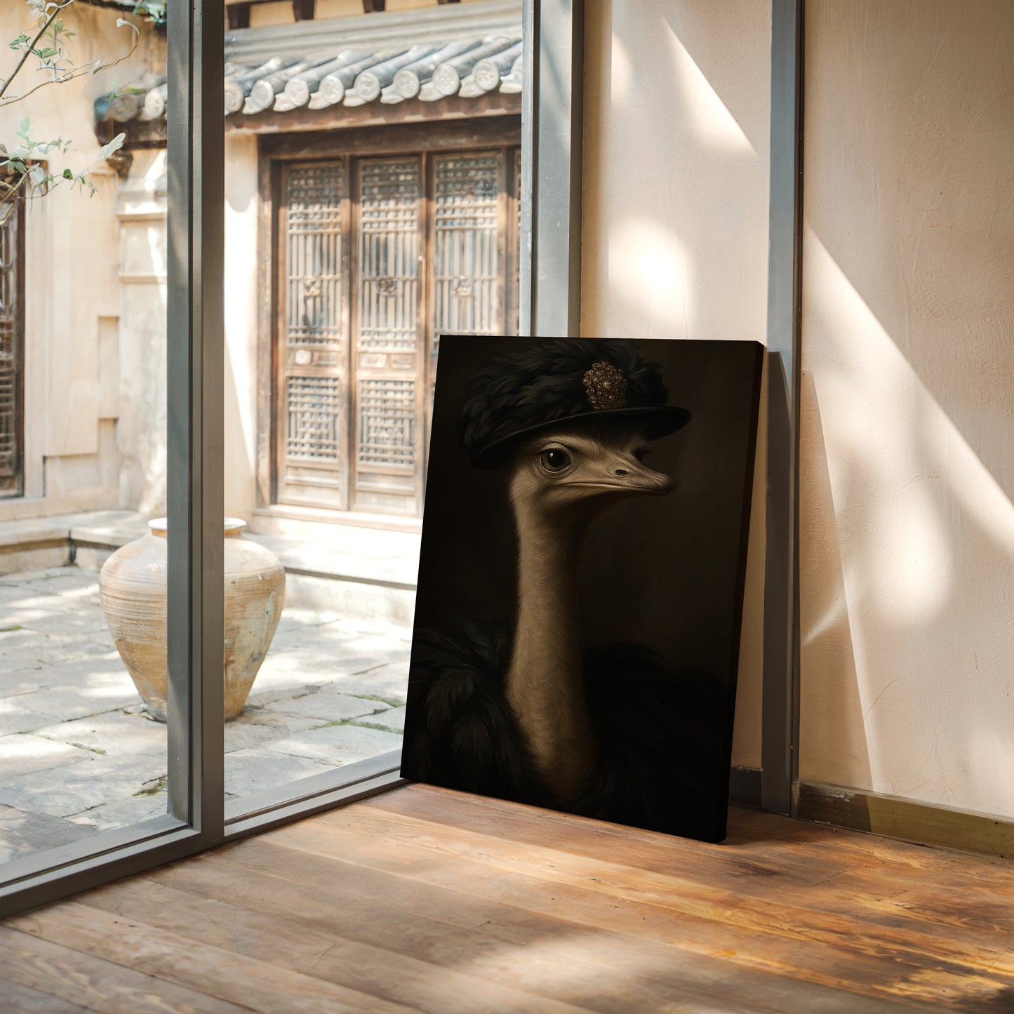 Ostrich in a Feathered Hat