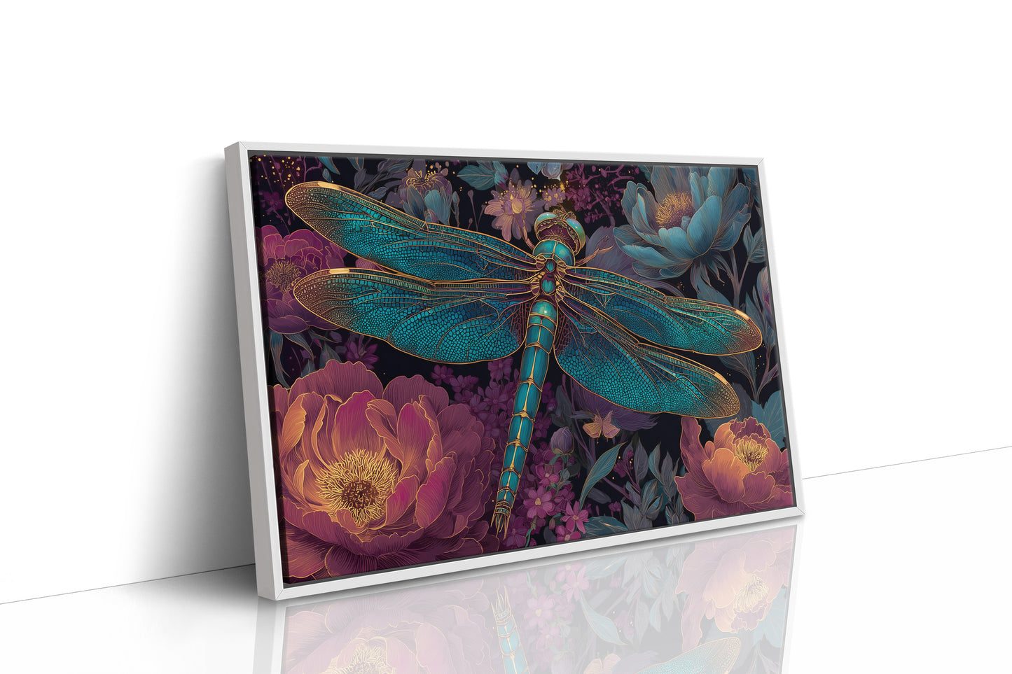 Iridescent Wings Among Midnight Blooms