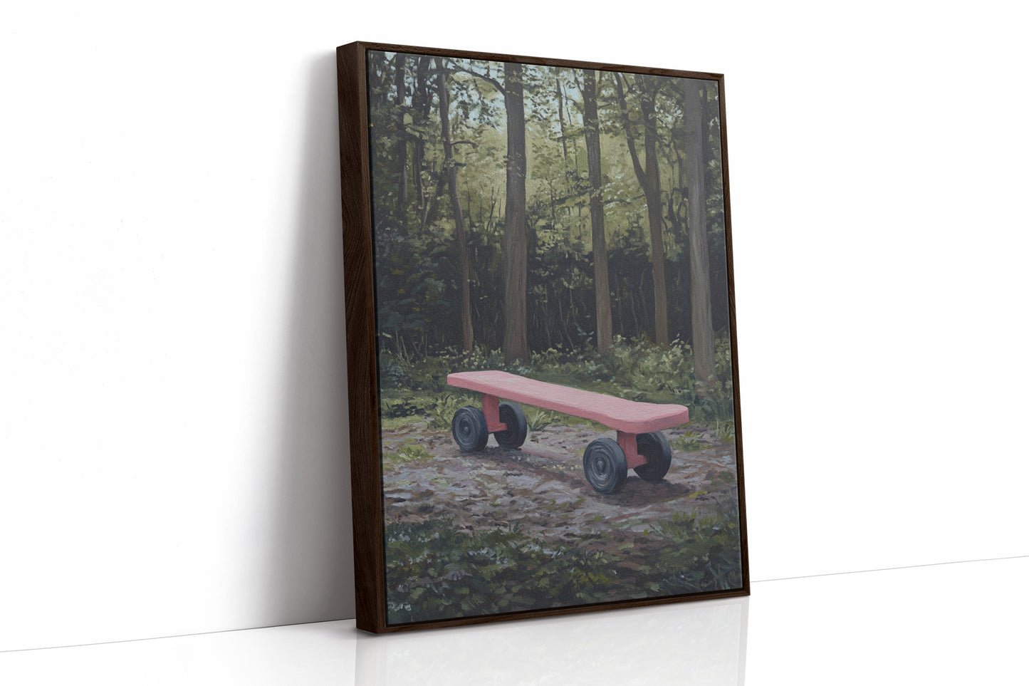 Pink Bench Waits In Forest Shade