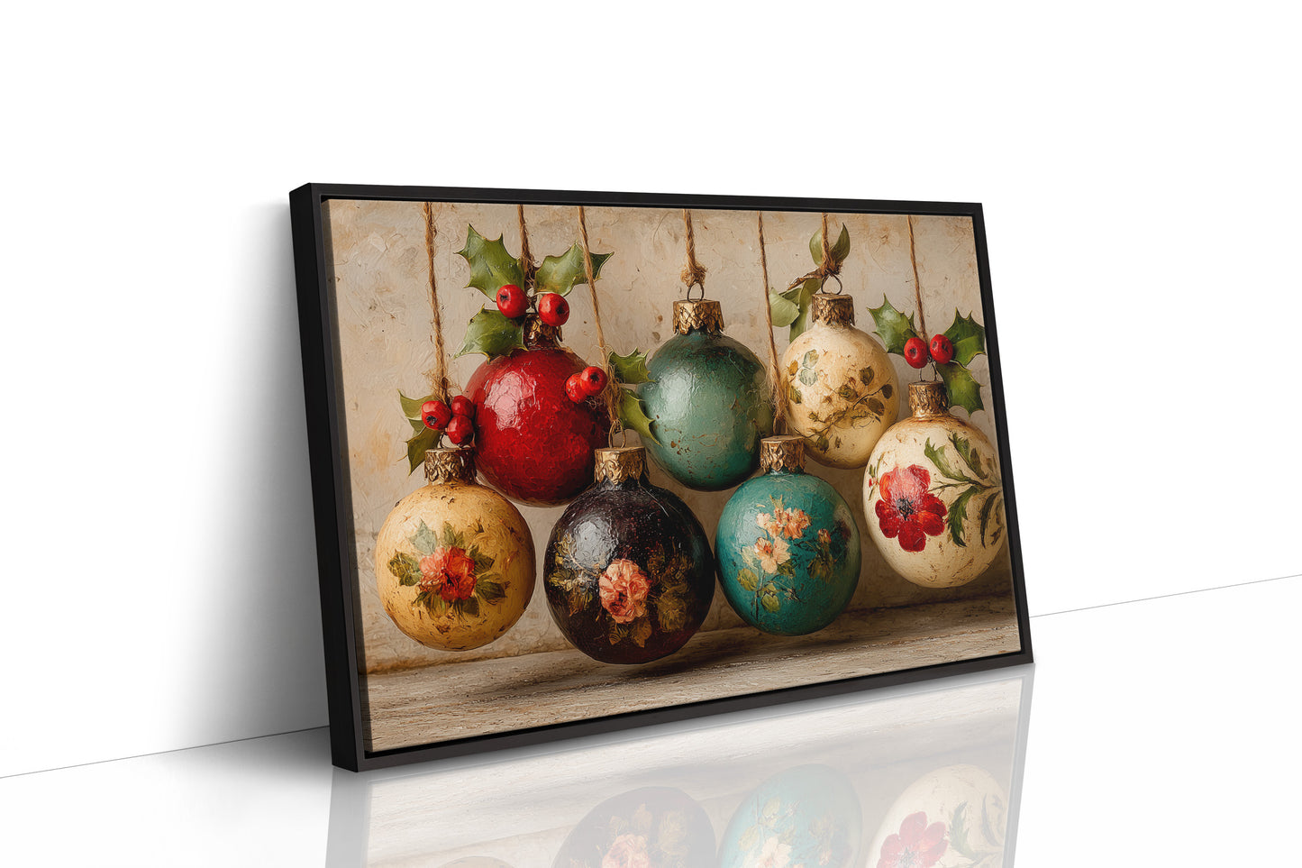 Holly Berries and Painted Baubles
