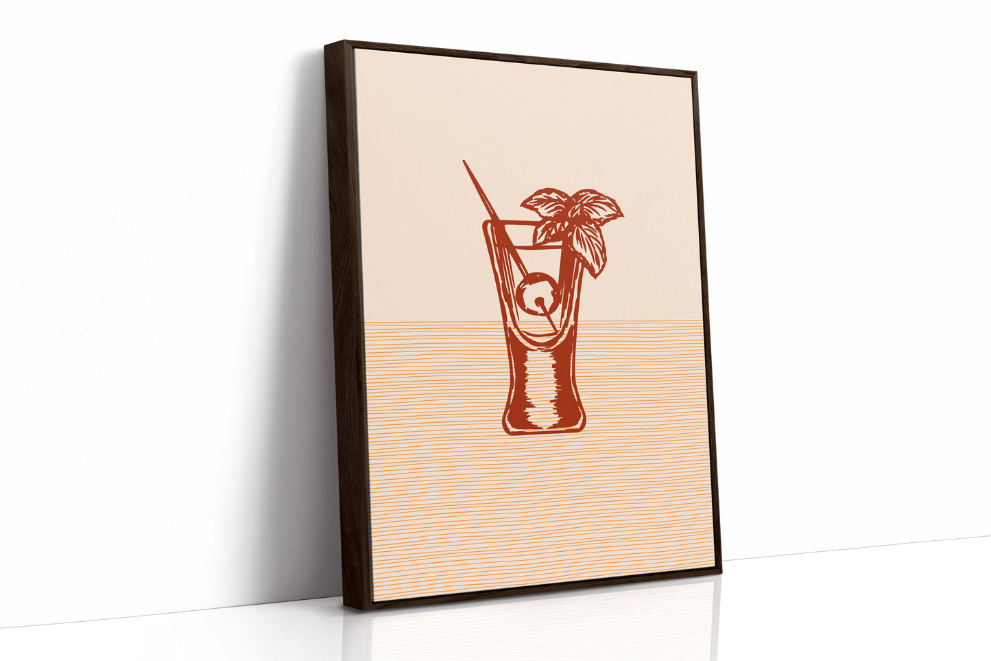 Mint Leaves Float Above Sunset Lines