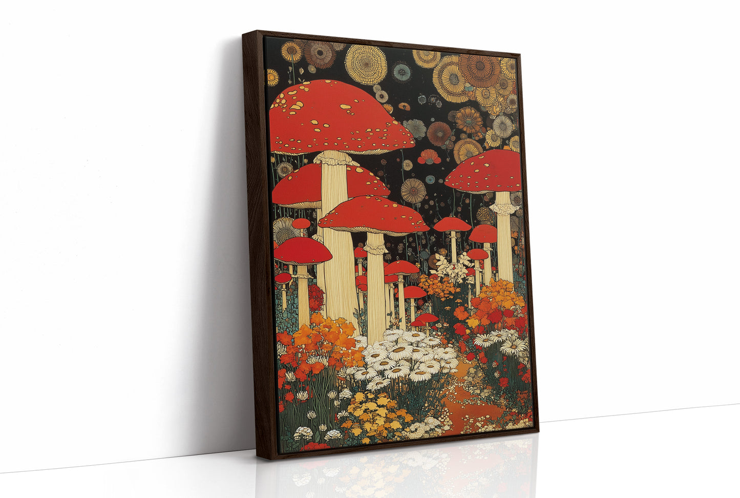 Crimson Mushrooms Dance Under Stars