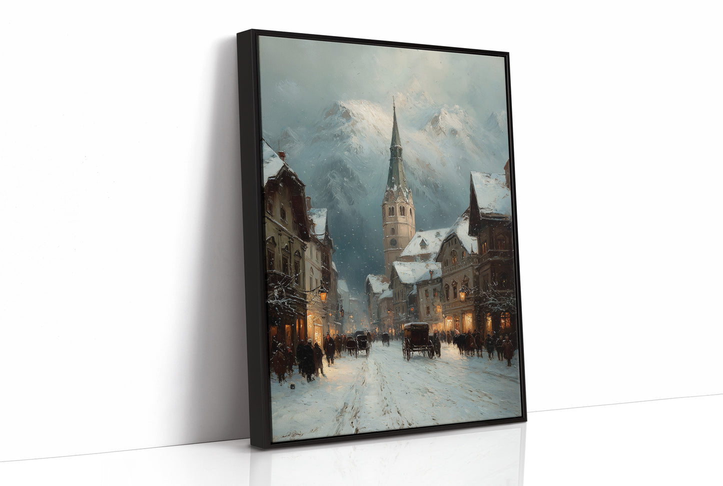 An Alpine Village at Dusk