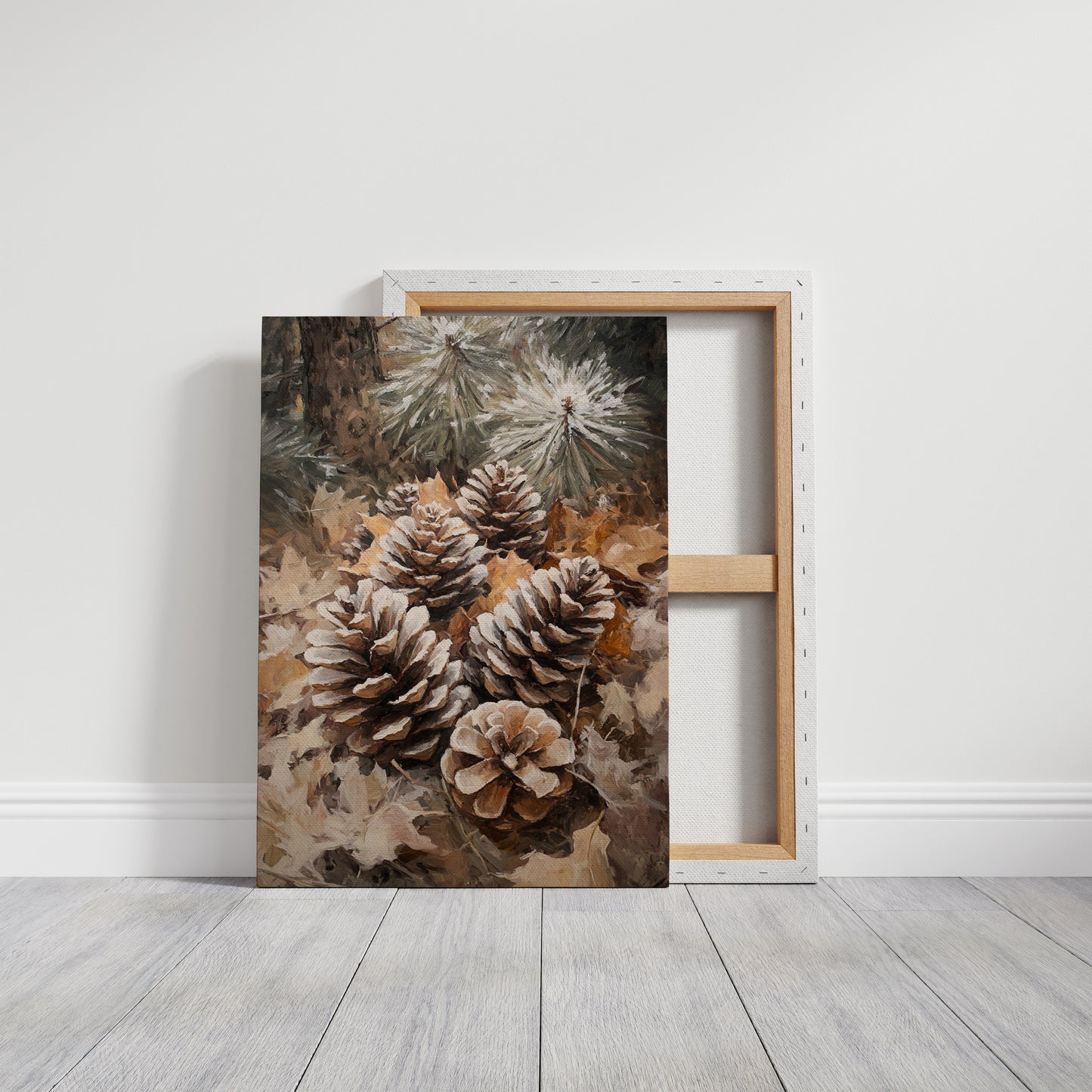 Winter Pinecone Forest Art Print - Rustic Nature Decor - Gallery Canvas image 15
