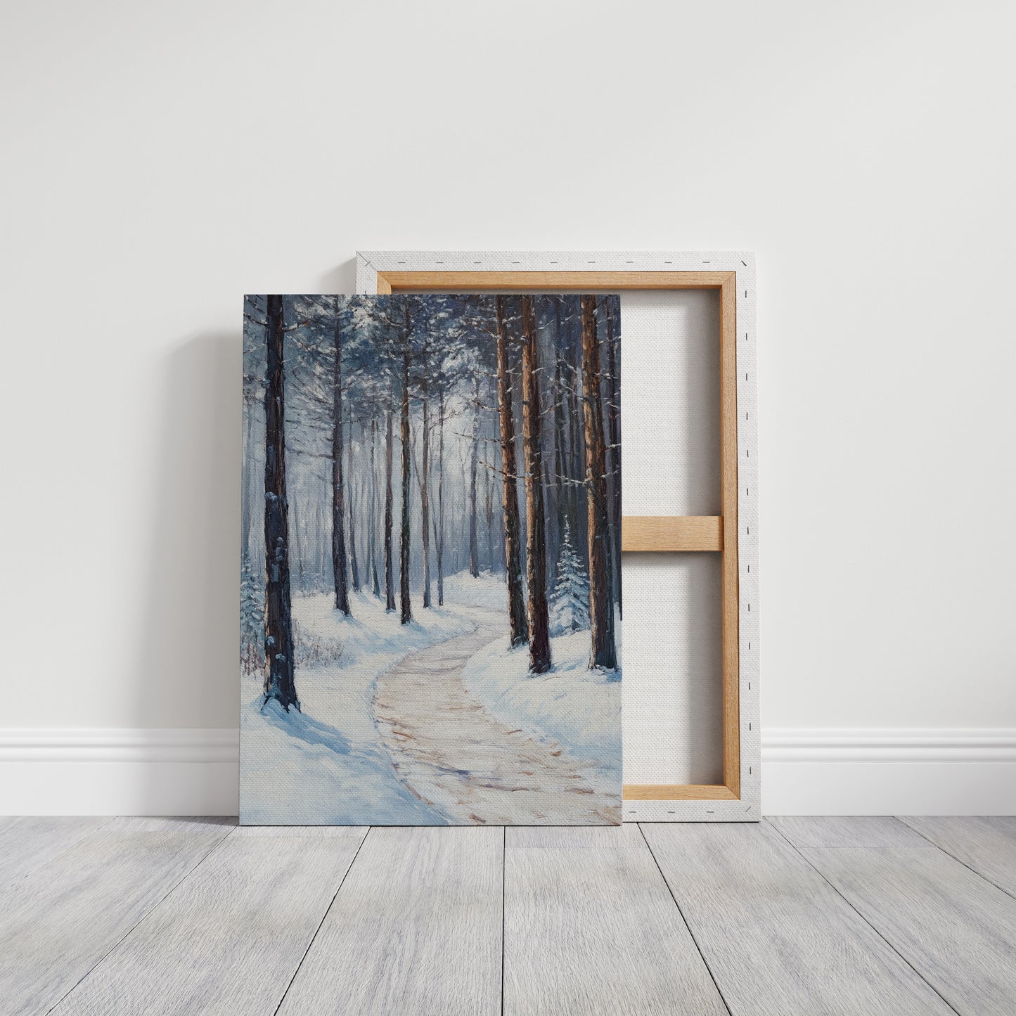 Winter Forest Pathway Canvas - Serene Nature Art - Gallery Canvas image 5