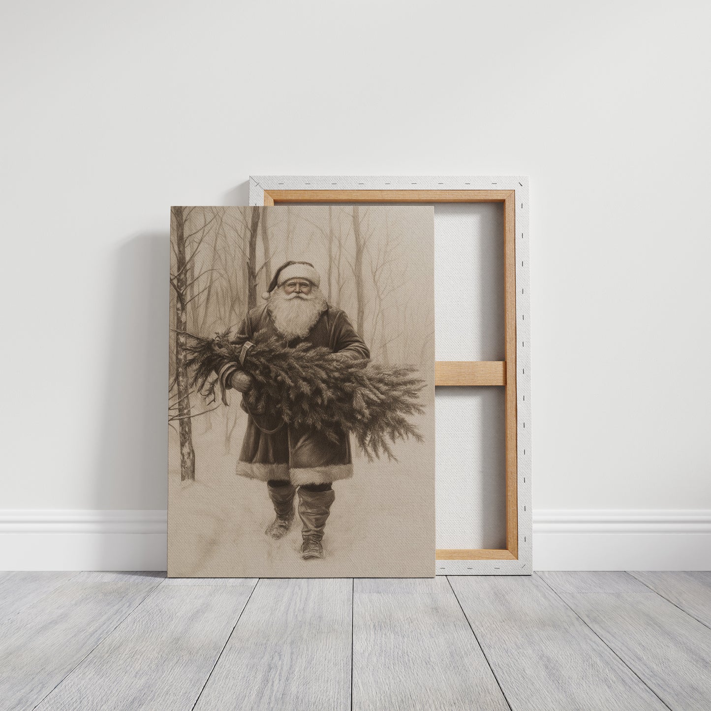 Vintage Santa Claus Drawing - Festive Holiday Art - Gallery Canvas image 8