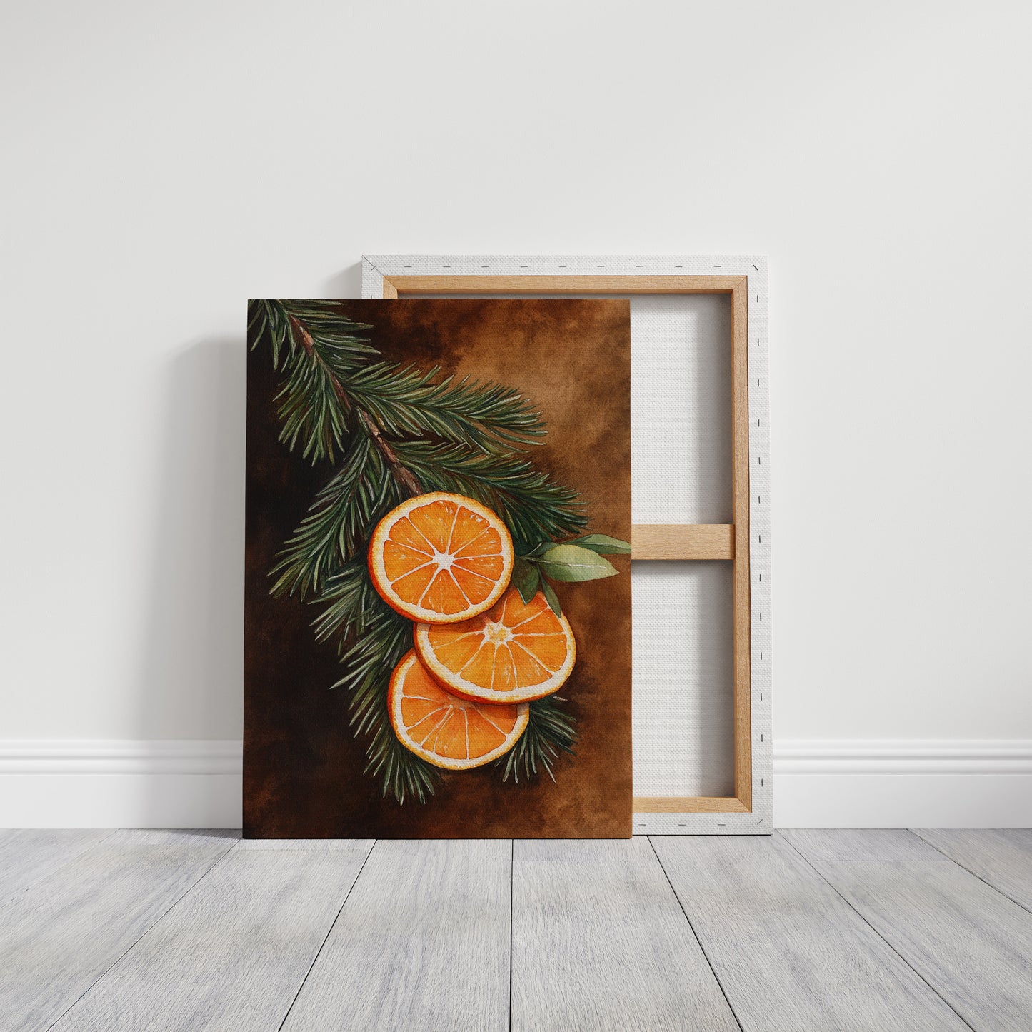 Orange Slice Pine Branch Print - Rustic Nature Art - Gallery Canvas image 14