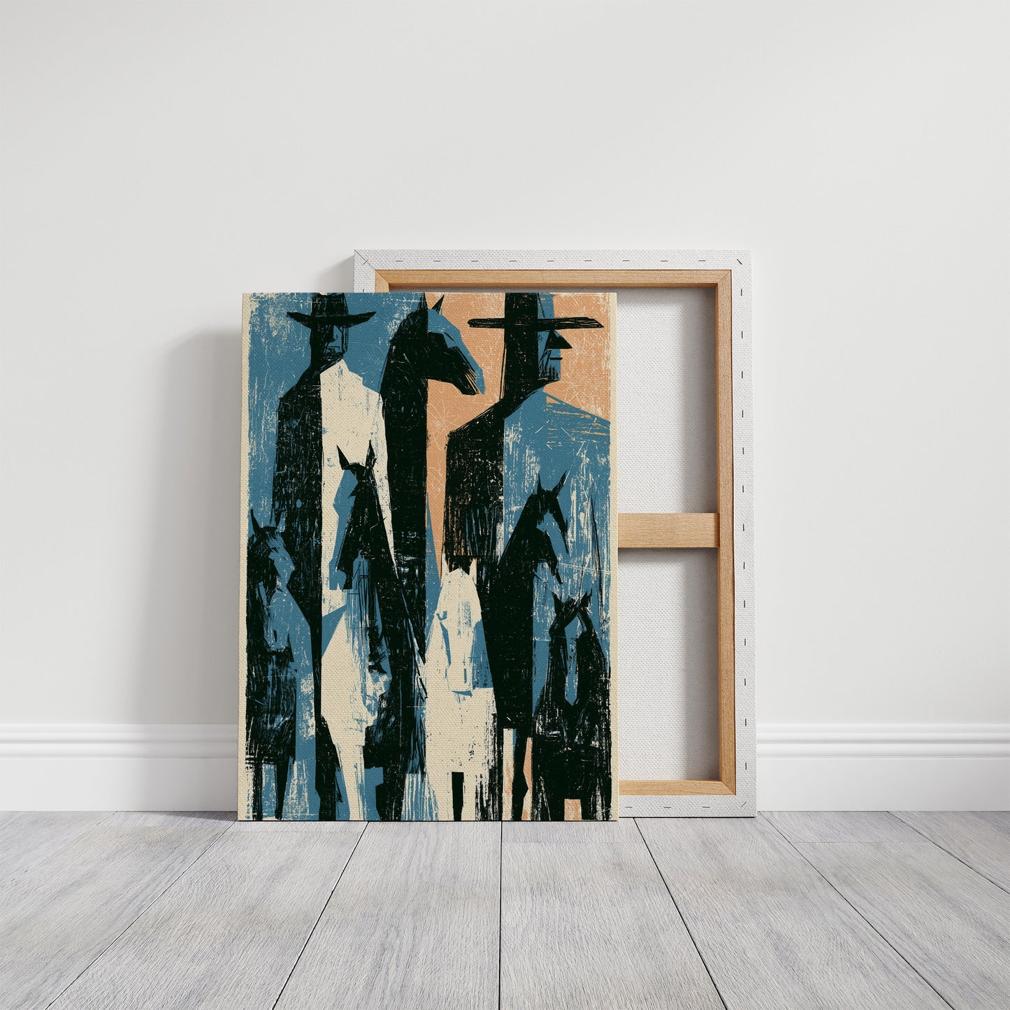 Two Riders Block Print