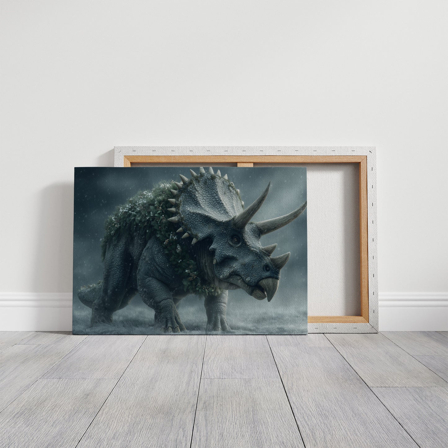 Triceratops in a Winter Wreath