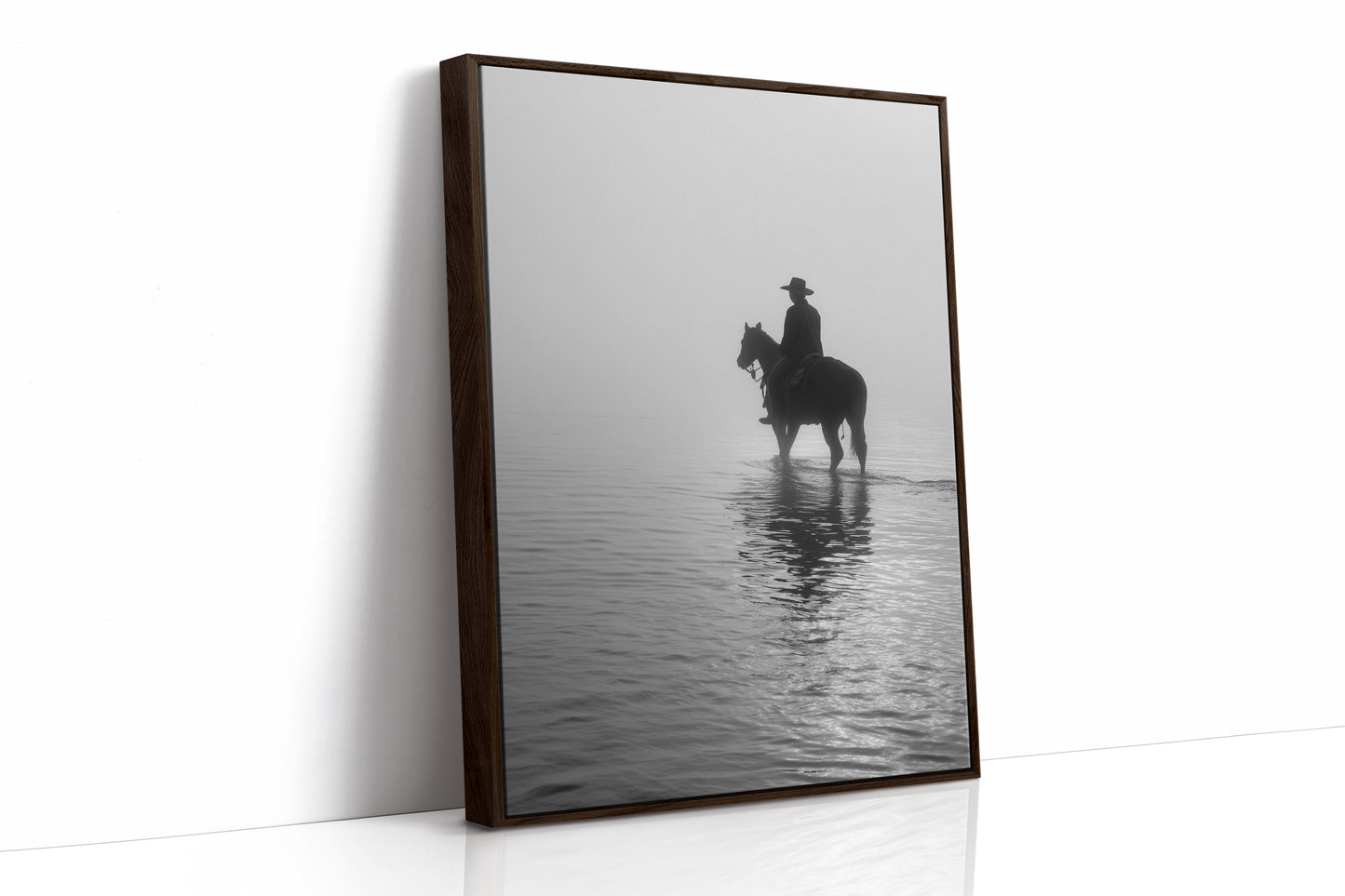 Rider Stands Still In Morning Fog