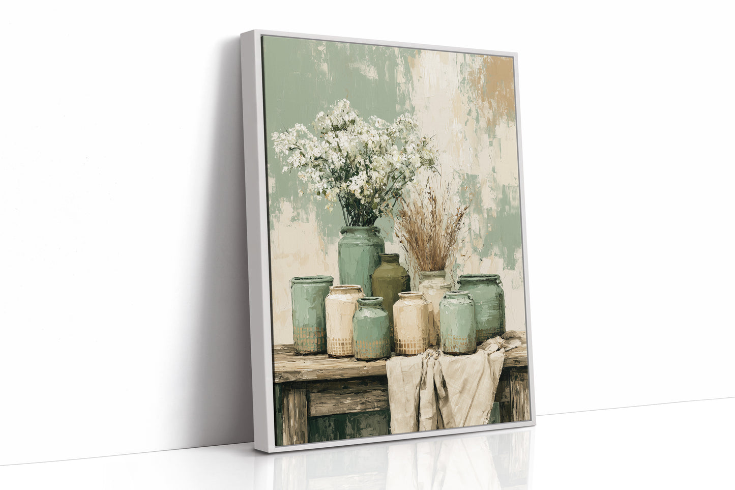 Sage Jars and Baby's Breath