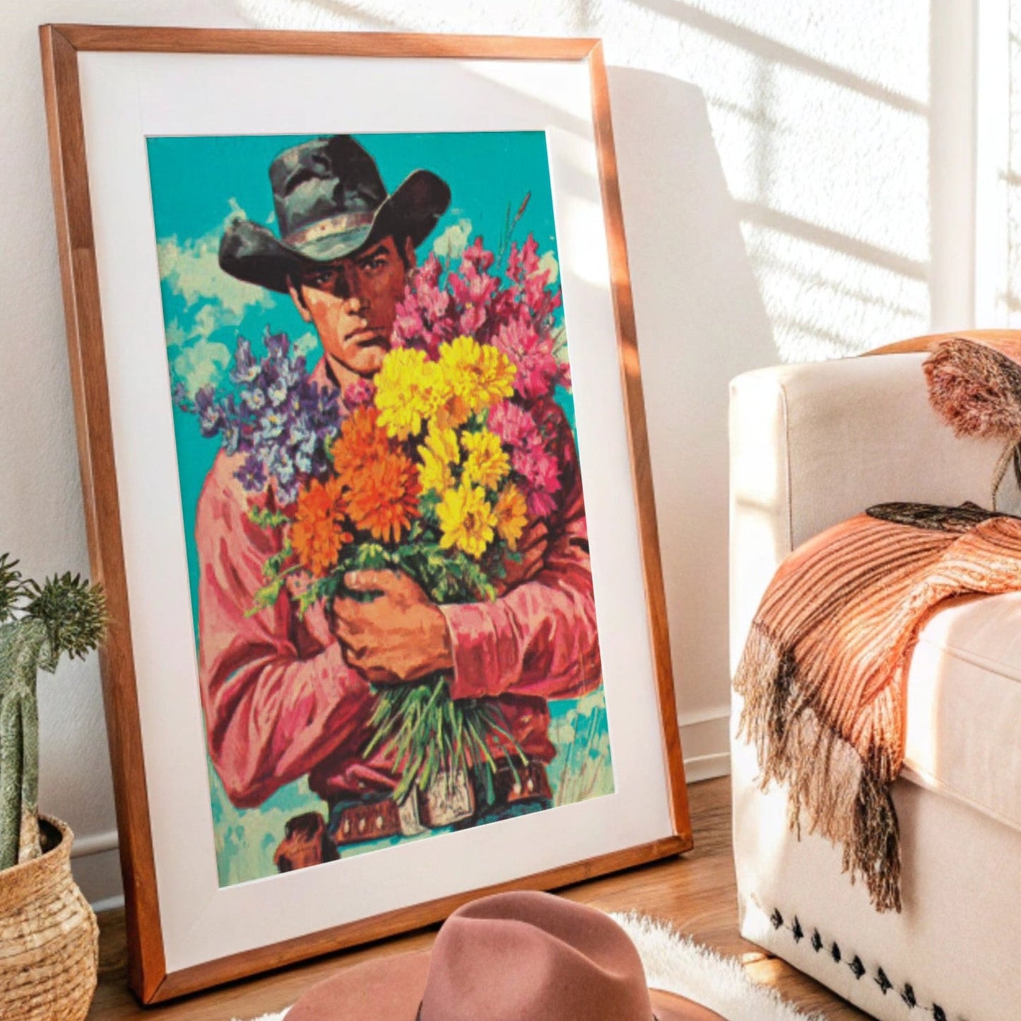 Wild Blooms Against Weathered Leather