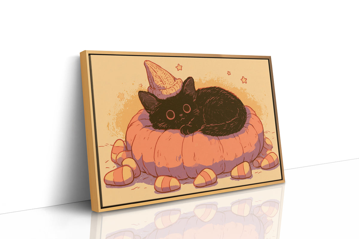 Sleepy Witch Kitten Pumpkin Nap