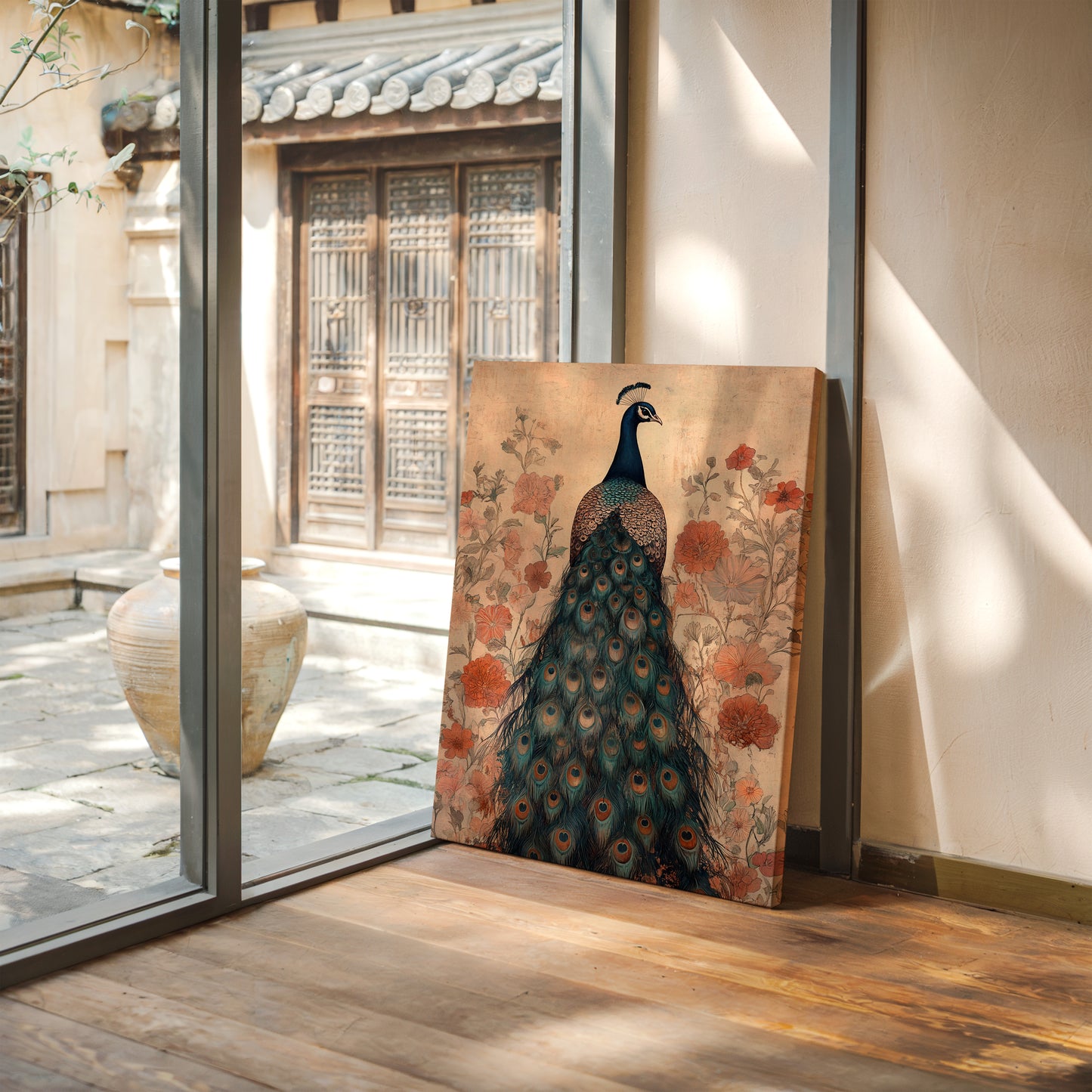 Antique Elegance with Scarlet Bloom