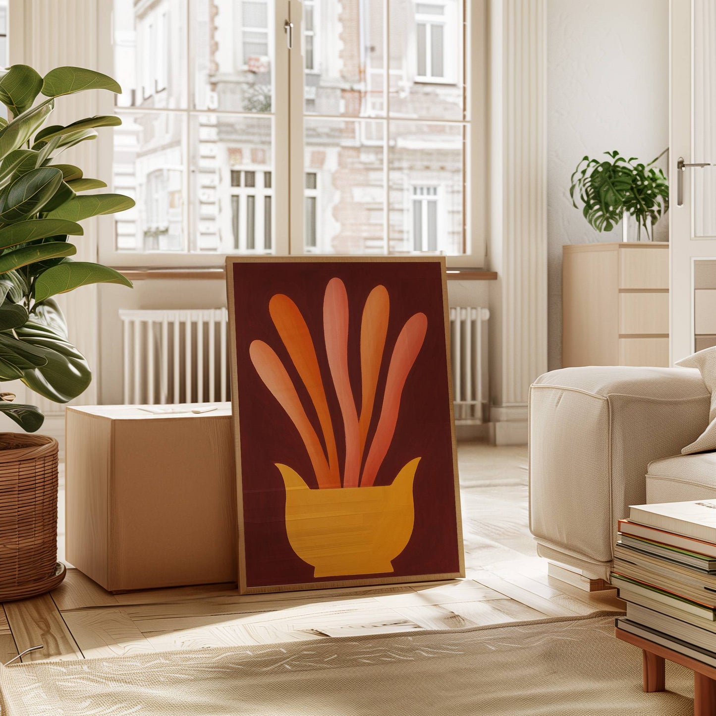 Coral Rays Rise From Golden Bowl