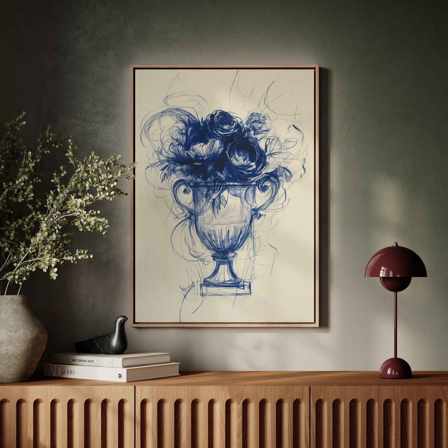 Indigo Roses Dance In Crystal Urn