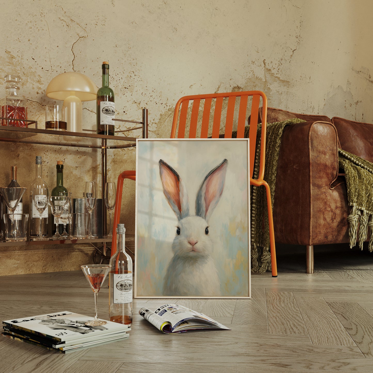 Bright Eyed Bunny in Soft Pastels