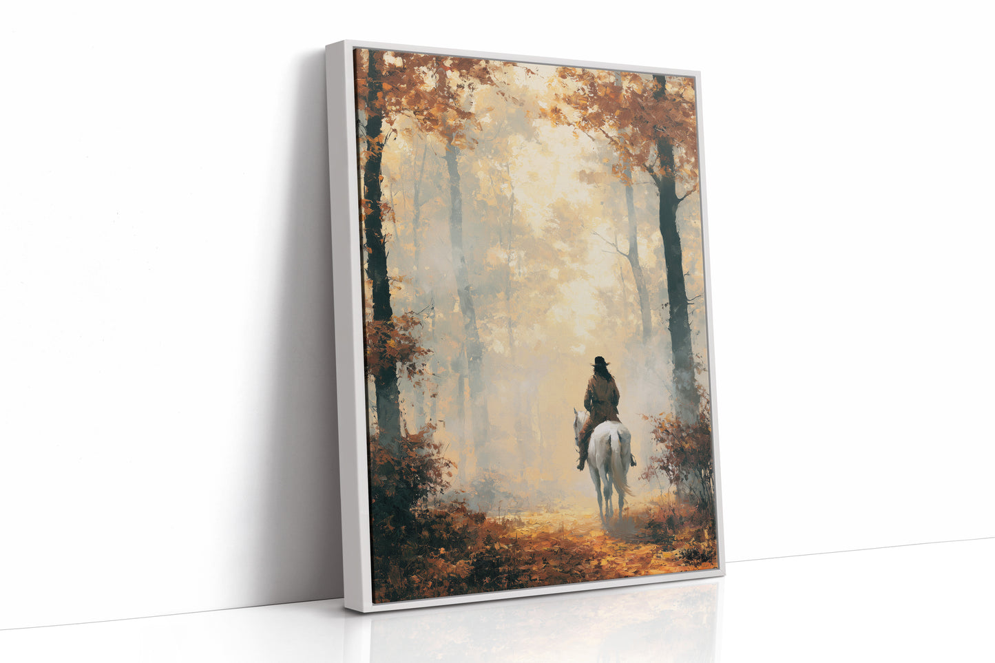 Rider's Path Through Golden Fog