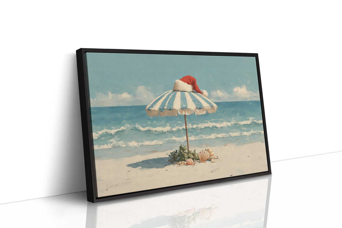 Santa Hat on Beach Umbrella