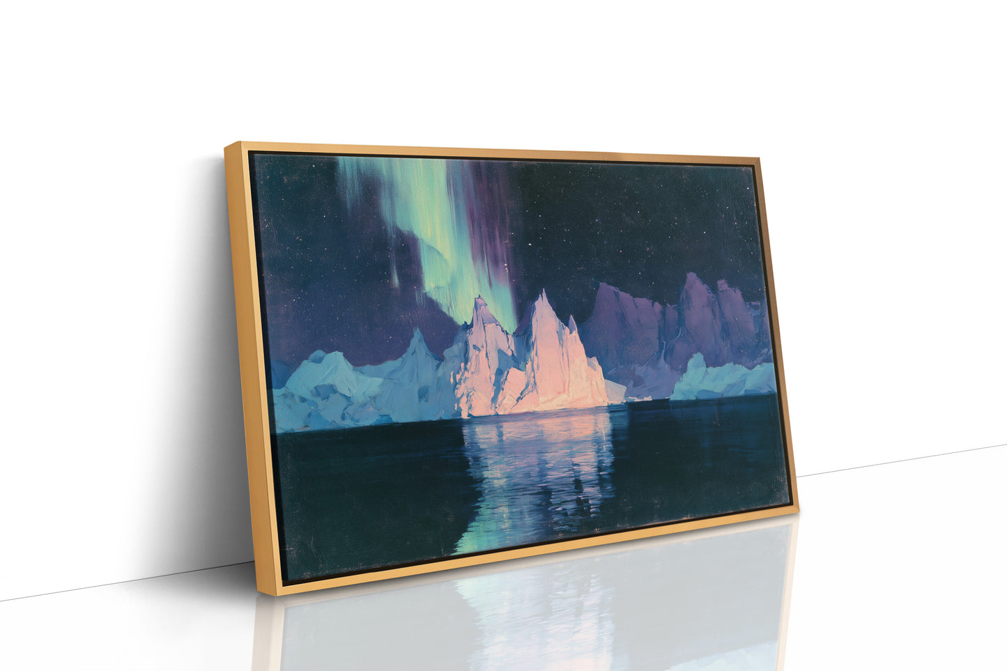 Icebergs Under the Aurora