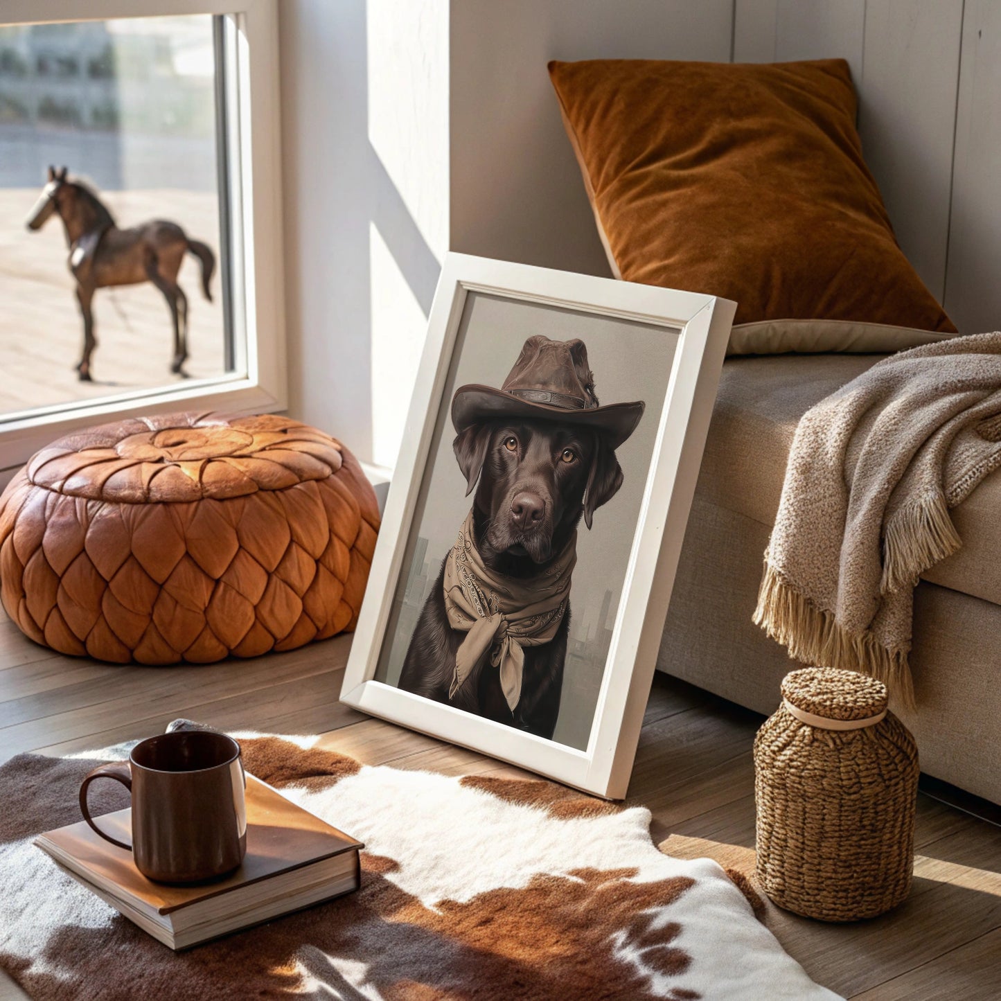 Chocolate Lab Rides The Range
