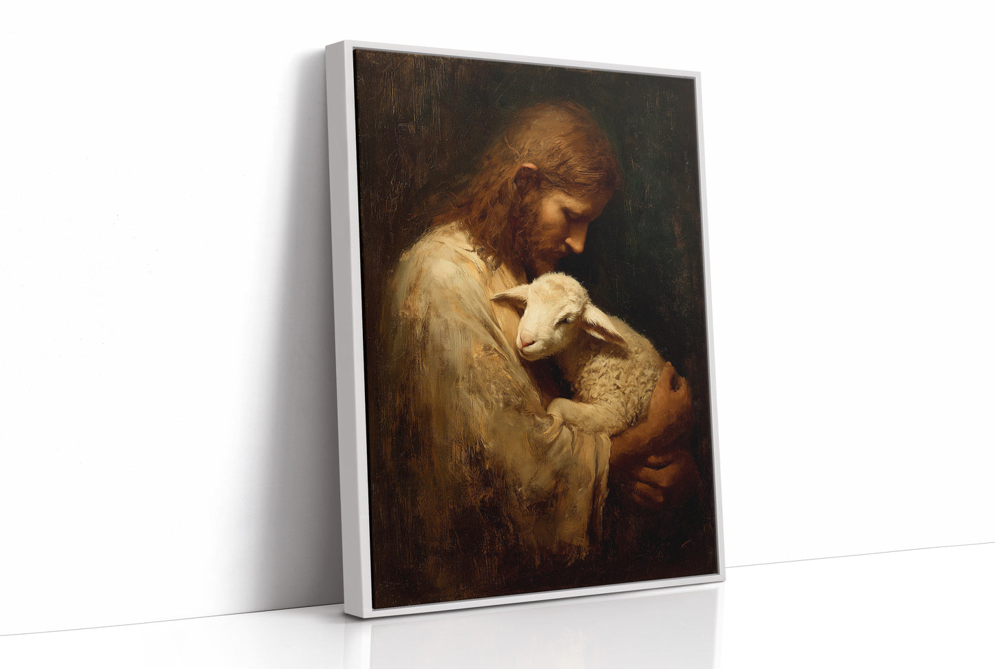 Gentle Guardian Cradles Innocent Lamb