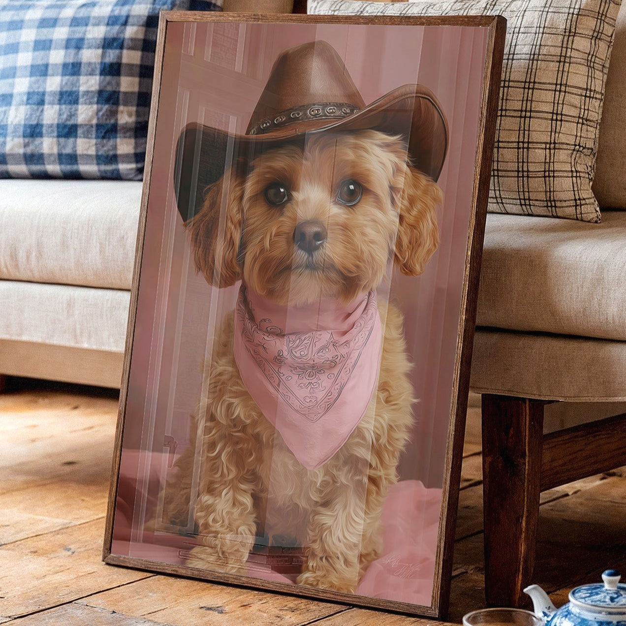 Cowgirl Pup Wears Rose Bandana Tales