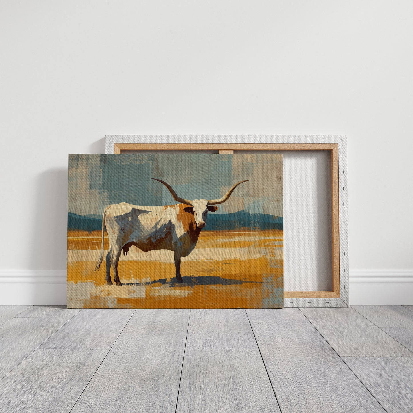 Longhorn Stands In Golden Fields
