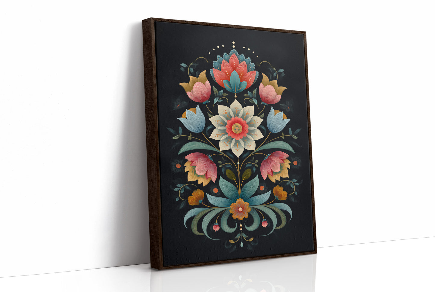 Midnight Garden Blooms In Coral