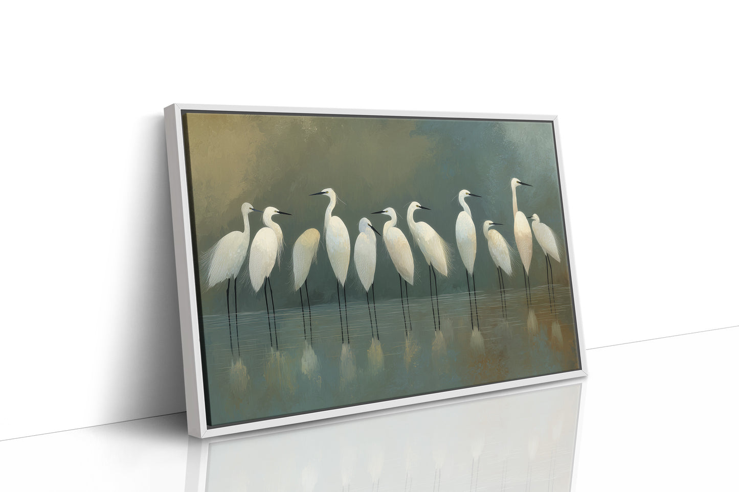 Ethereal Assembly: White Watchers of the Marsh