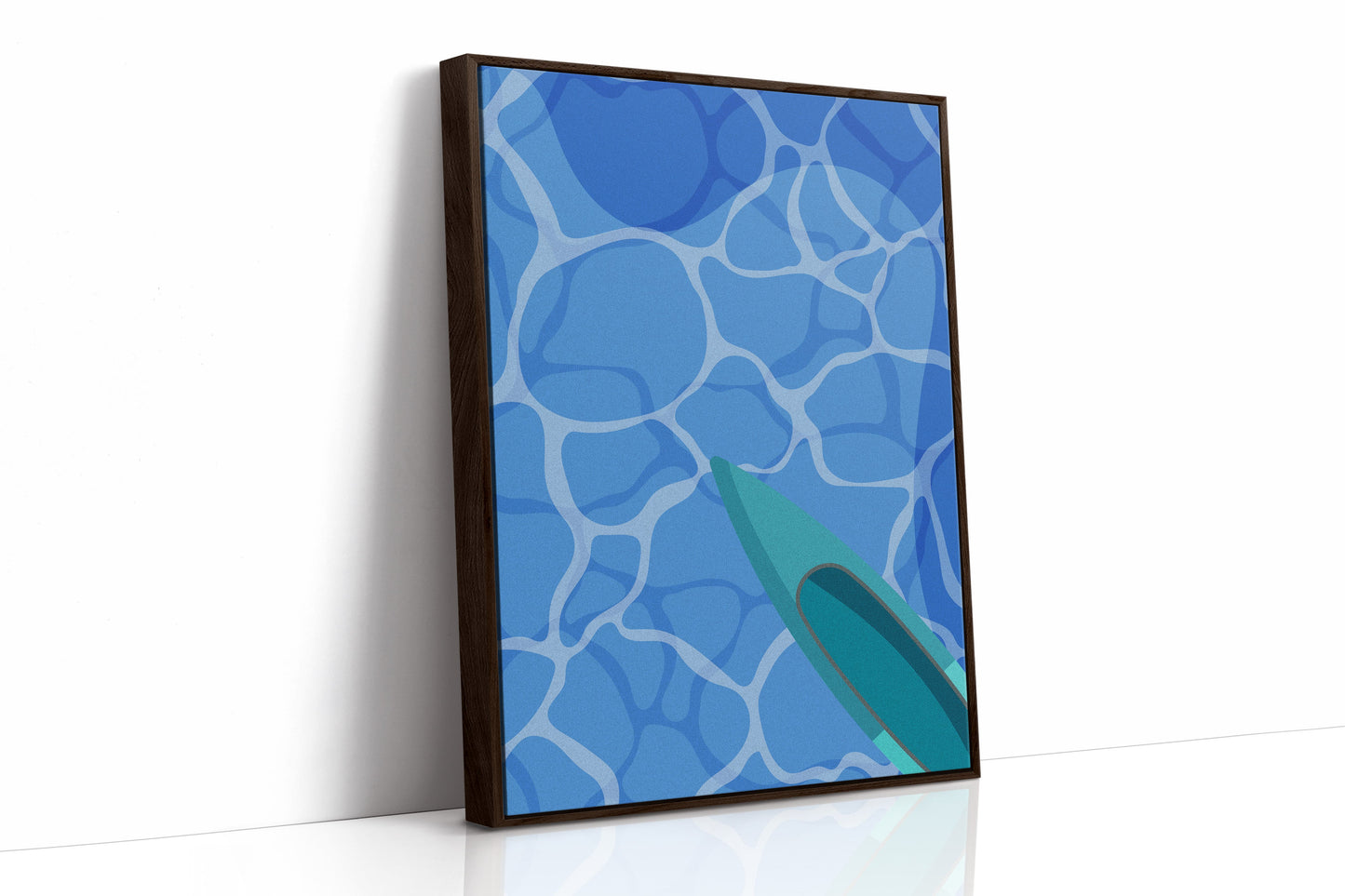 Surfboard Glides Through Crystal Waters