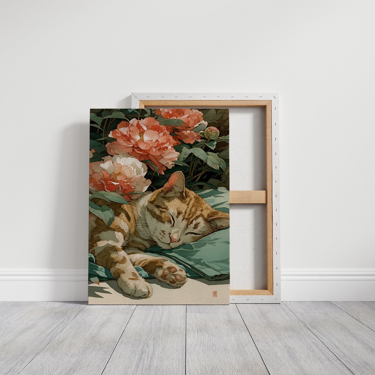 Afternoon Naps Between Coral Peonies