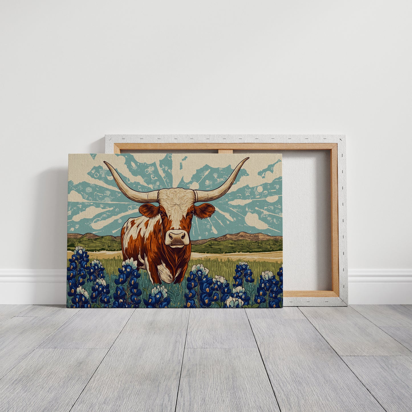 Texas Icon – Longhorn and Bluebonnets Pop Art