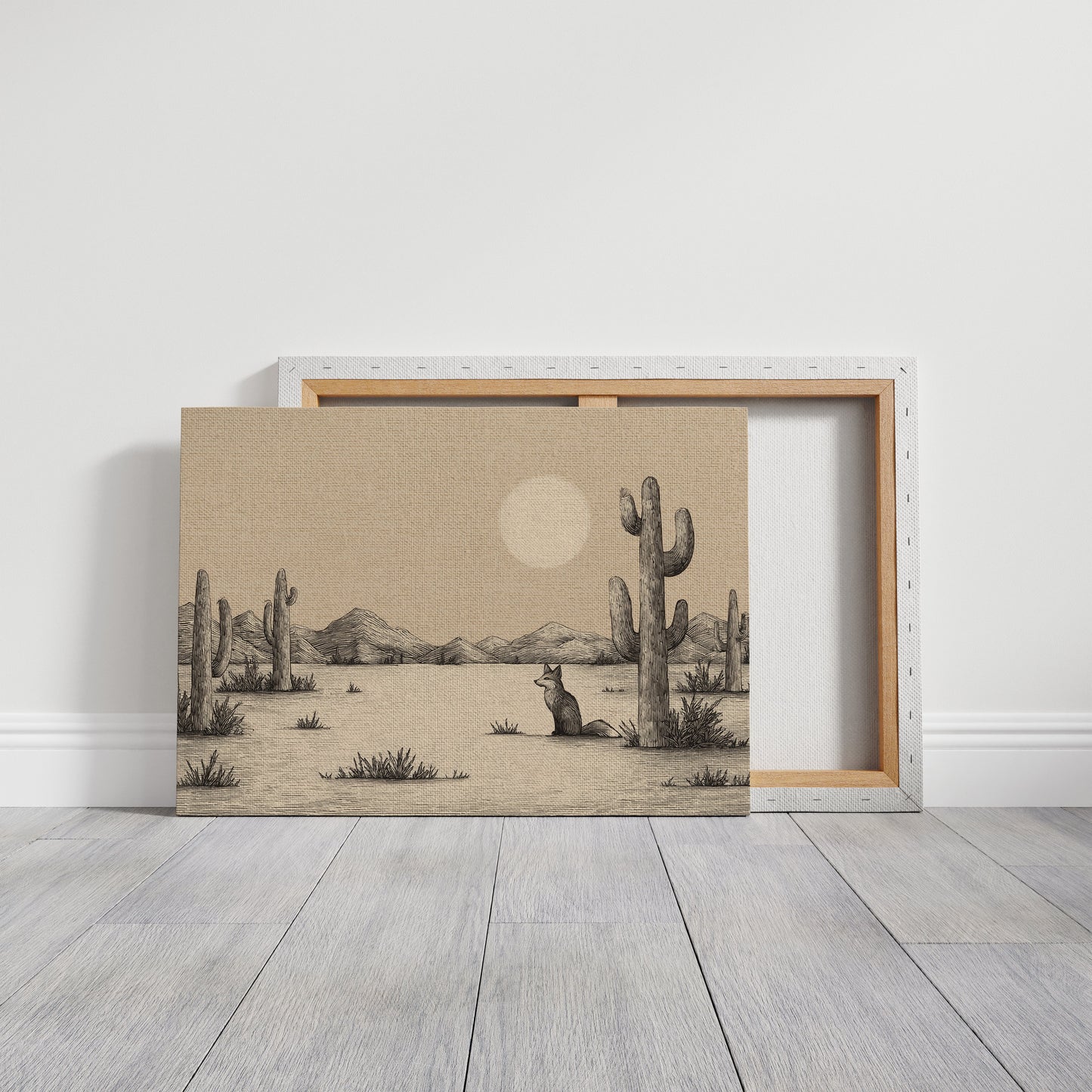 Fox Gazes At Desert Moon