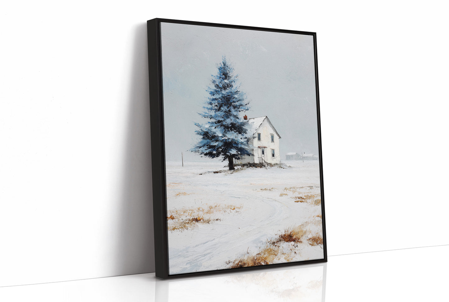 Farmhouse Under Blue Spruce